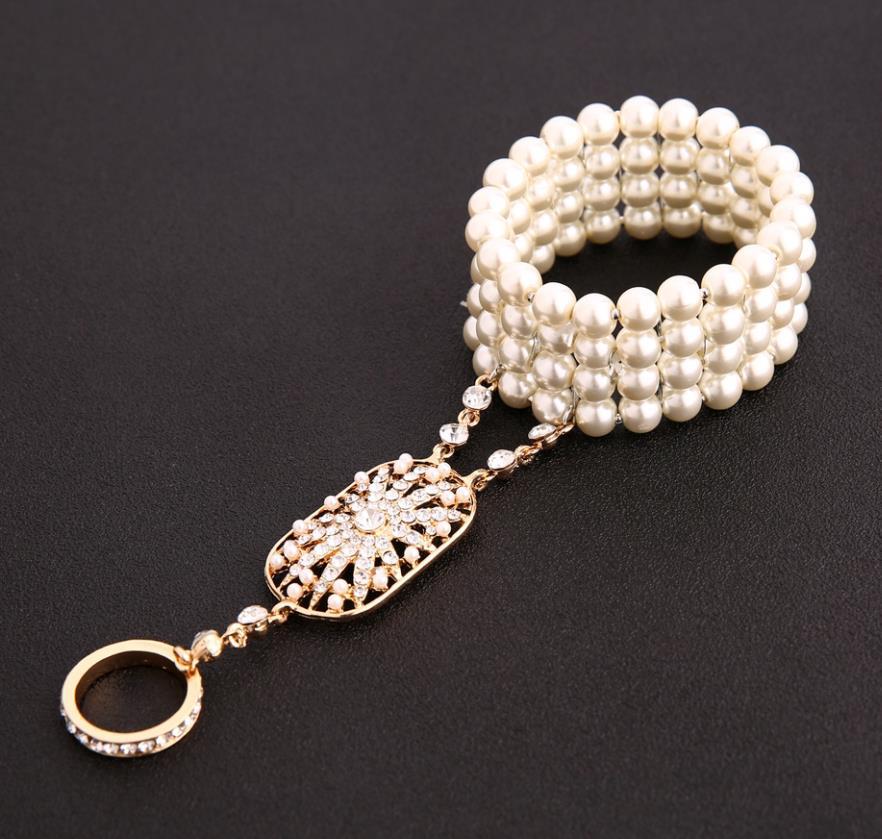Skadia Pearl Bracelet–Ring Chain