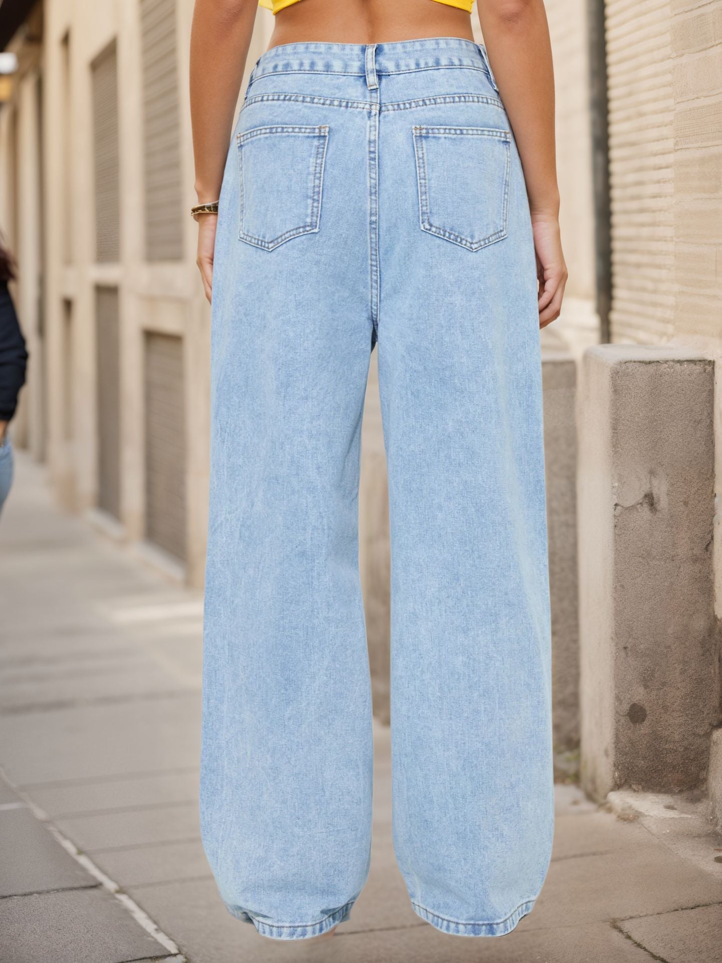 Demeter Light-Wash Wide-Leg Floor-Length Jeans