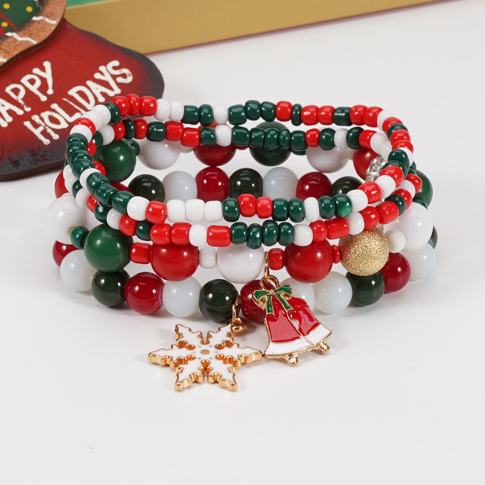 Luna Holiday Charm Elastic Bracelet — Snowman • Snowflake • Reindeer • Tree