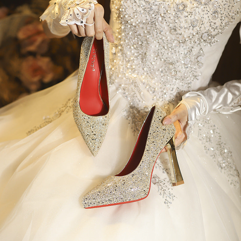 Eiria Luxury Pointed-Toe Sequin Stiletto Heels – Bridesmaid & Bridal Platform Shoes