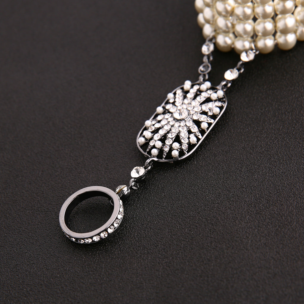 Skadia Pearl Bracelet–Ring Chain