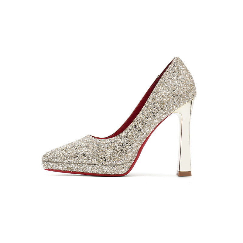 Eiria Luxury Pointed-Toe Sequin Stiletto Heels – Bridesmaid & Bridal Platform Shoes