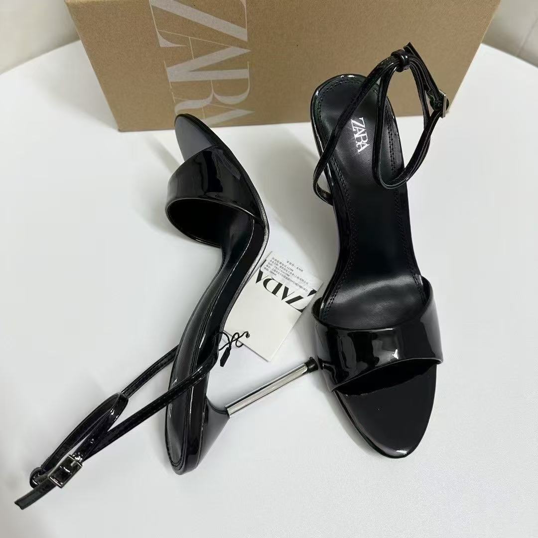 Vesta Navy Open-Toe High Heel Sandals – One-Strap European Style 👠