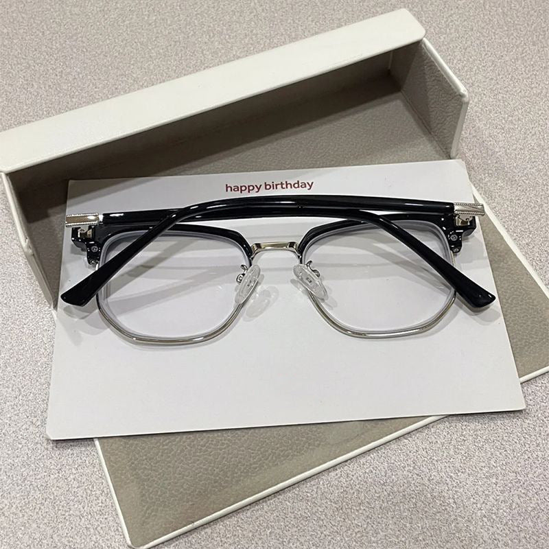 Hermes Retro Half-Rim Blue-Light Prescription Glasses