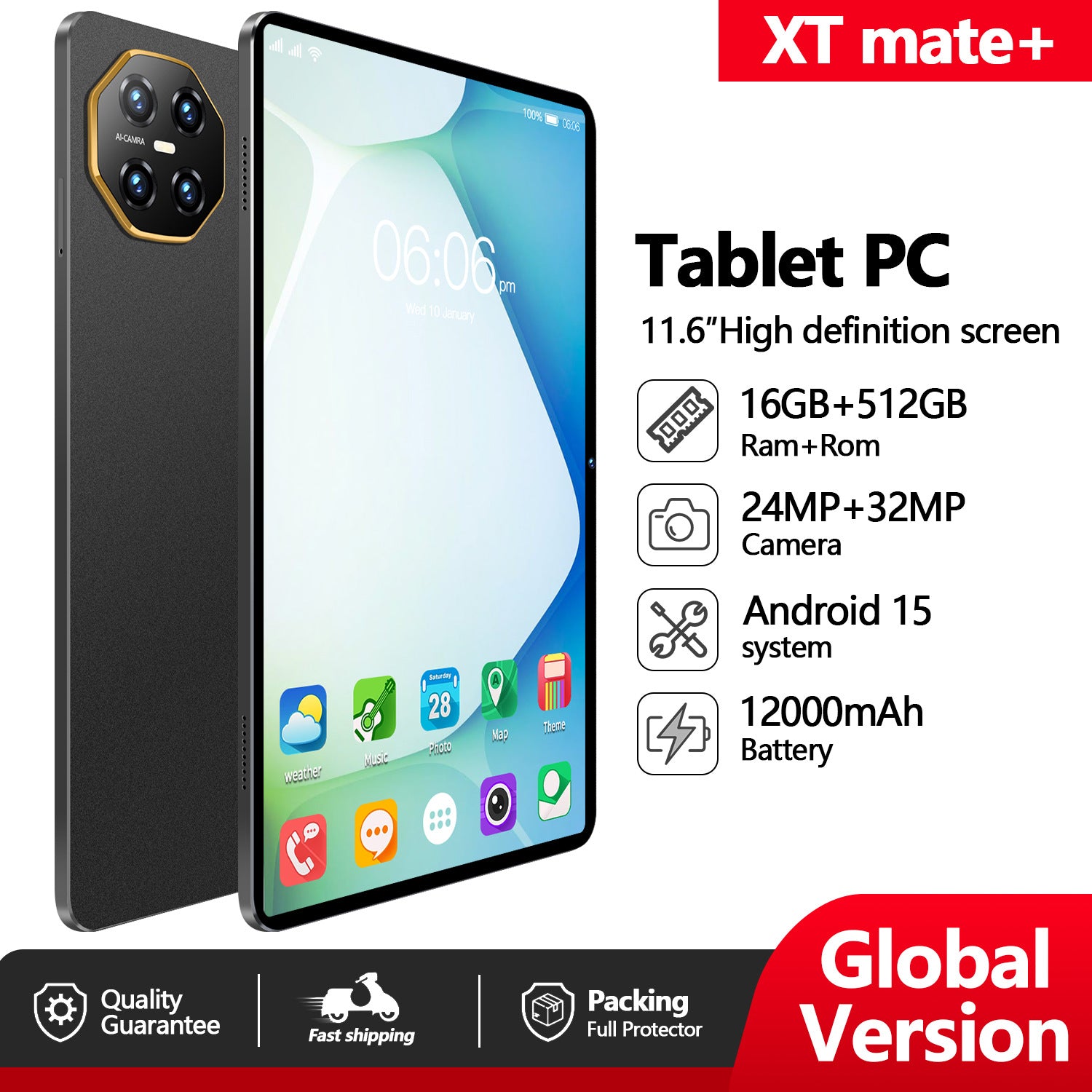 XTmate 10.1-Inch 4G Dual SIM Android Tablet with Calling Capability