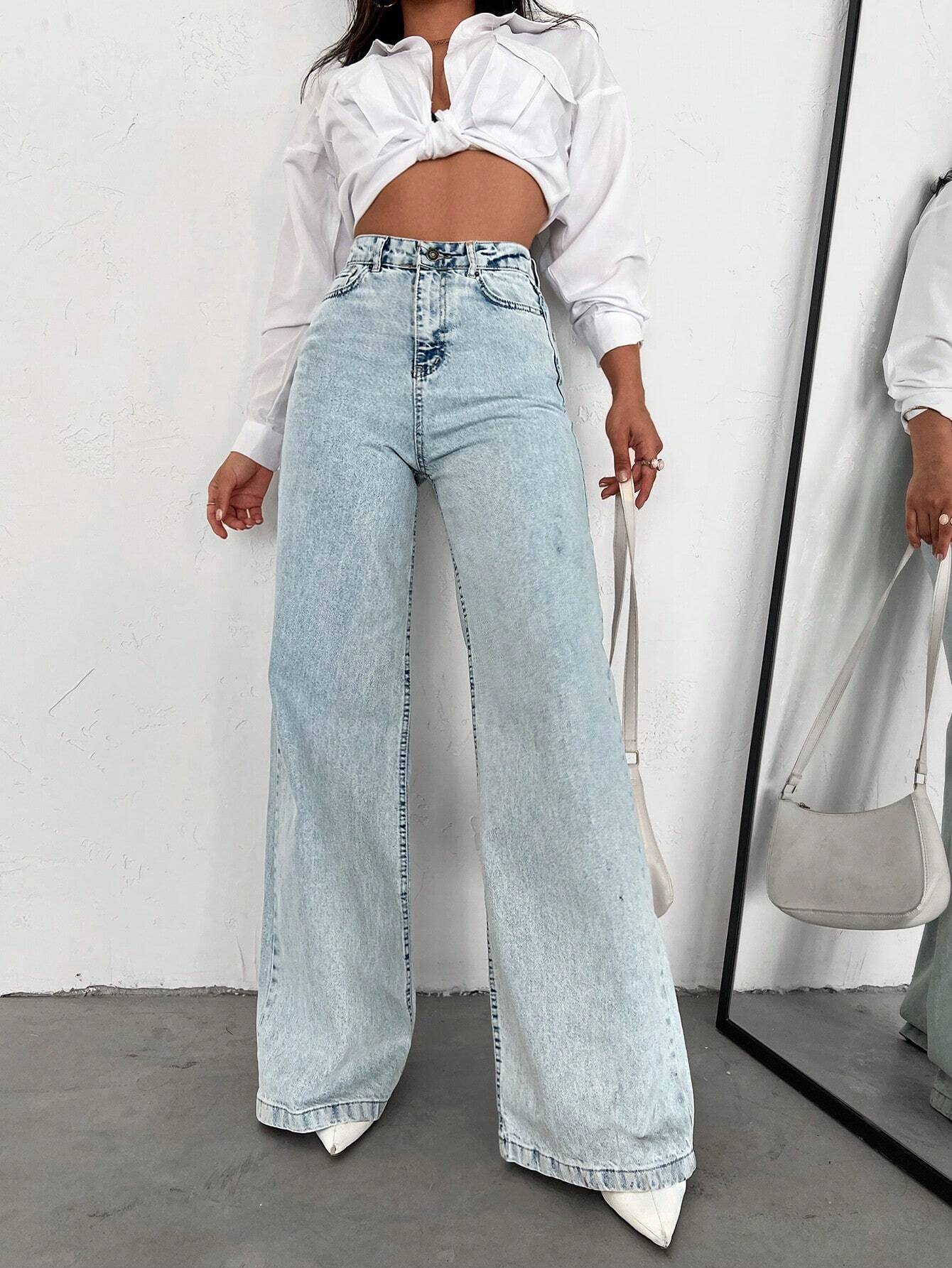 Wide-Leg High-Waist Denim Jeans