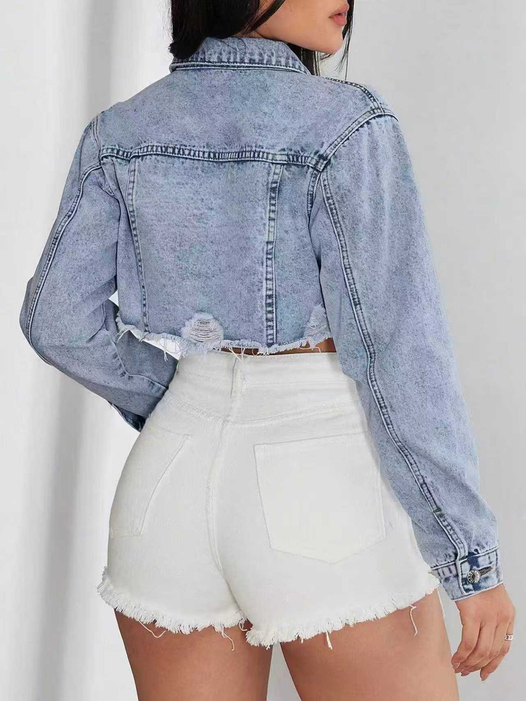 Nyx Light-Blue Denim Cropped Top