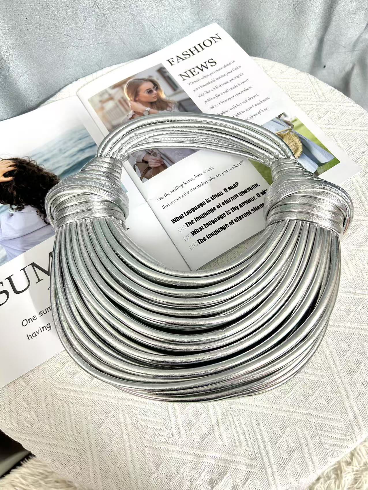 Ceres Woven Dumpling Shoulder Bag – Handmade Noodle Style Fashion Bag