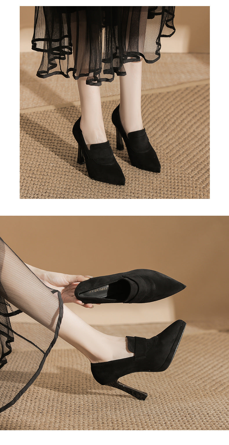 Sifia Pointed-Toe Suede Bridal Stiletto Heels (Waterproof Platform)