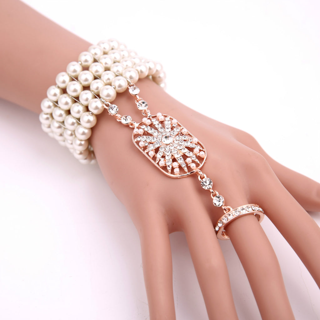 Skadia Pearl Bracelet–Ring Chain