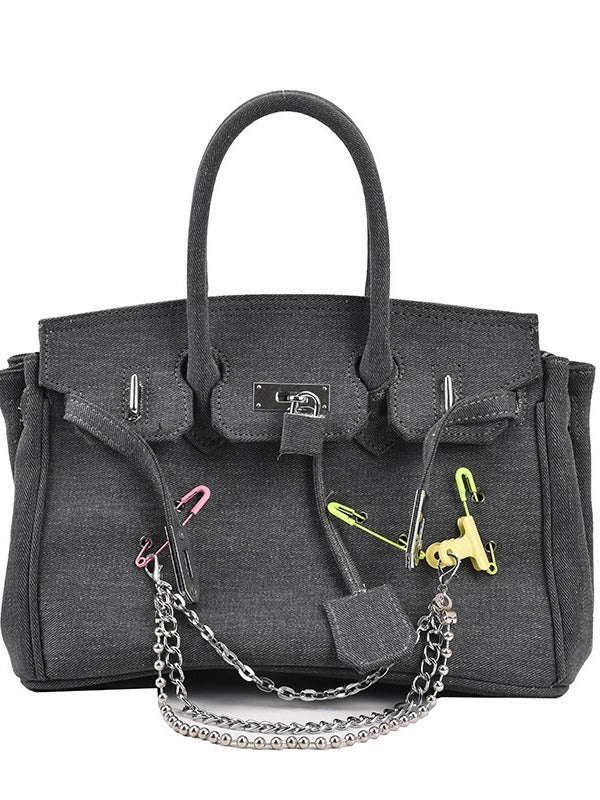 Venus Denima Birkinus – Retro Distressed Denim Shoulder & Crossbody Bag