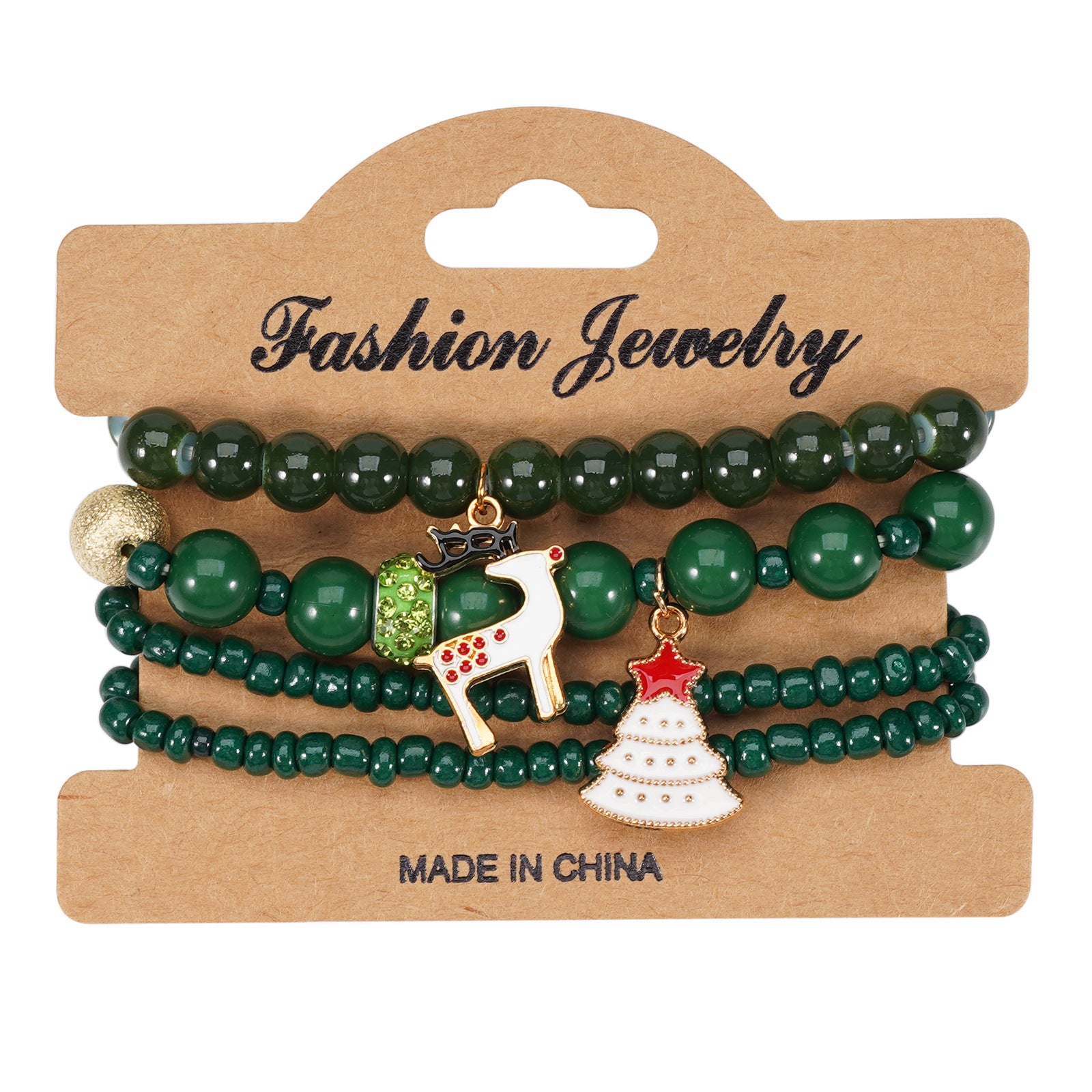 Luna Holiday Charm Elastic Bracelet — Snowman • Snowflake • Reindeer • Tree