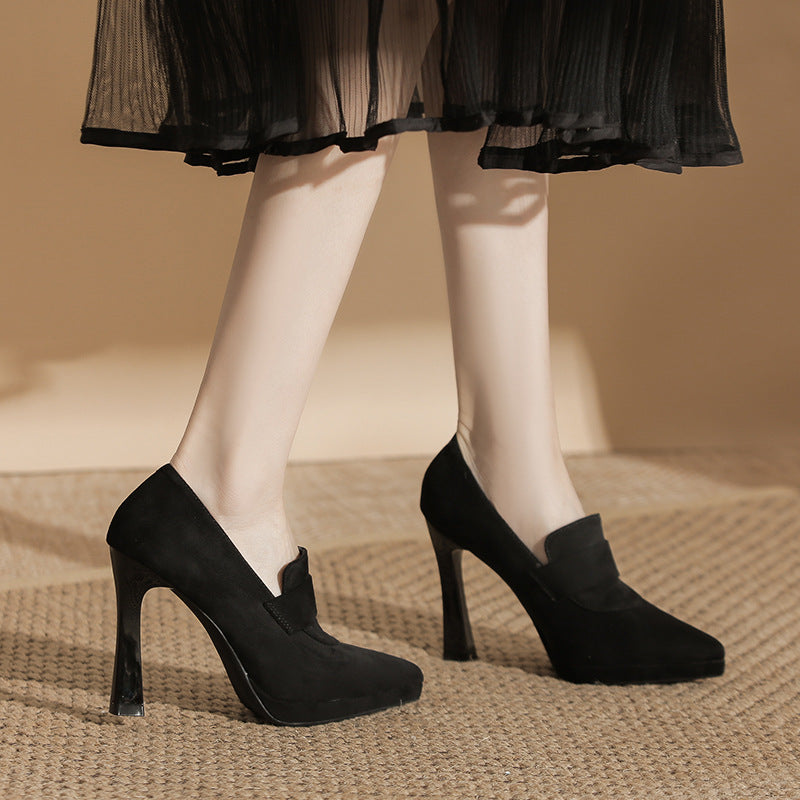 Sifia Pointed-Toe Suede Bridal Stiletto Heels (Waterproof Platform)