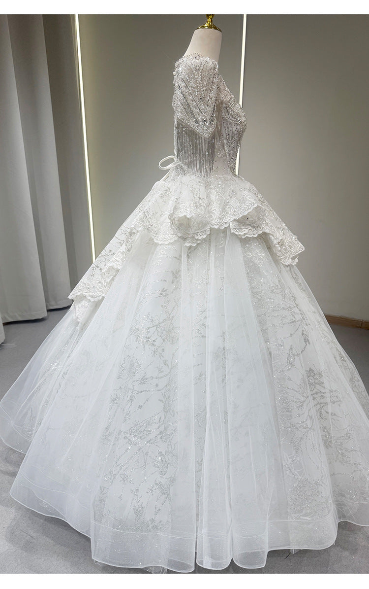 Ceres French V-Neck Bridal Wedding Gown – 2025 Elegant Lace Design