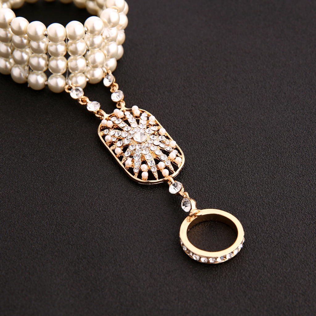 Skadia Pearl Bracelet–Ring Chain