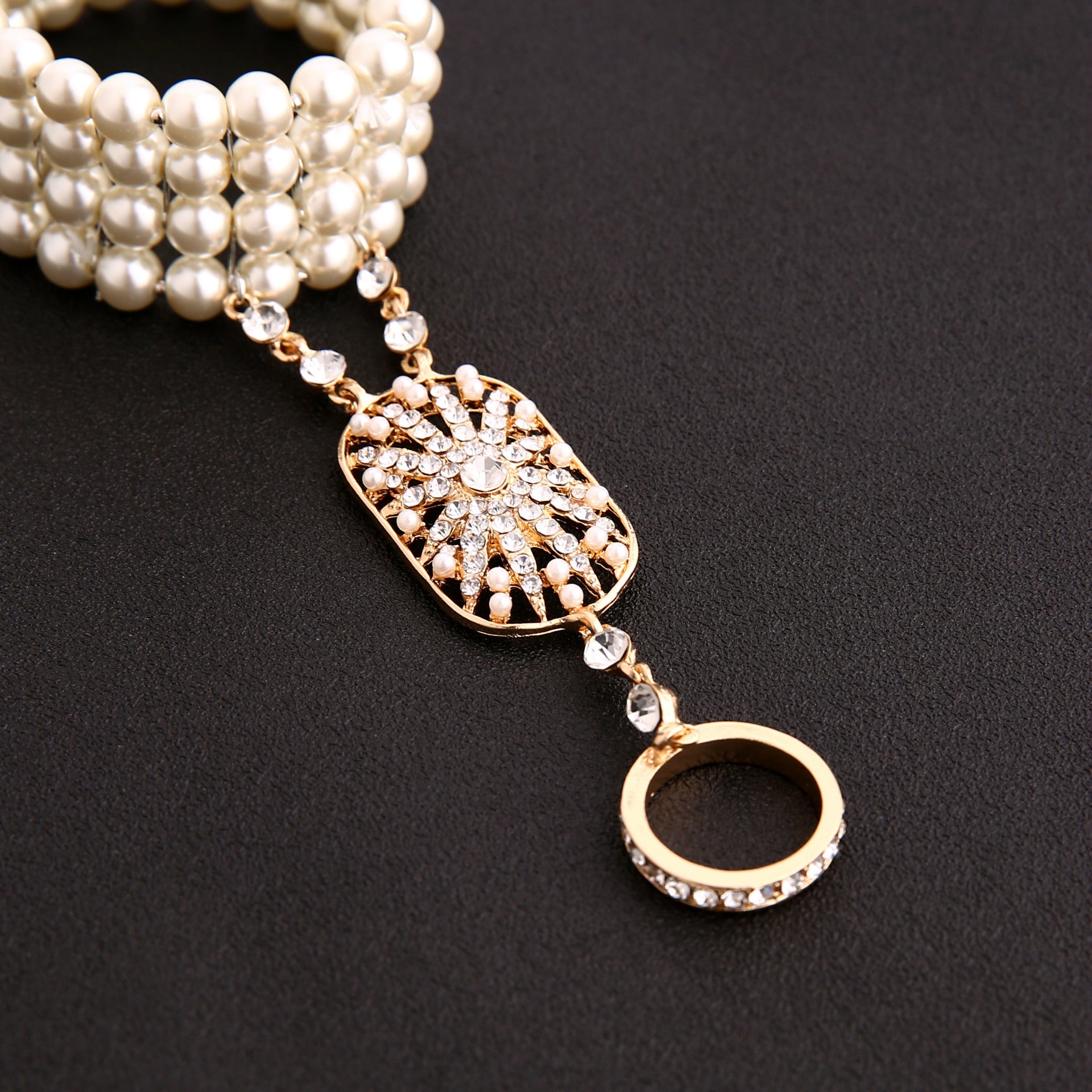 Skadia Pearl Bracelet–Ring Chain