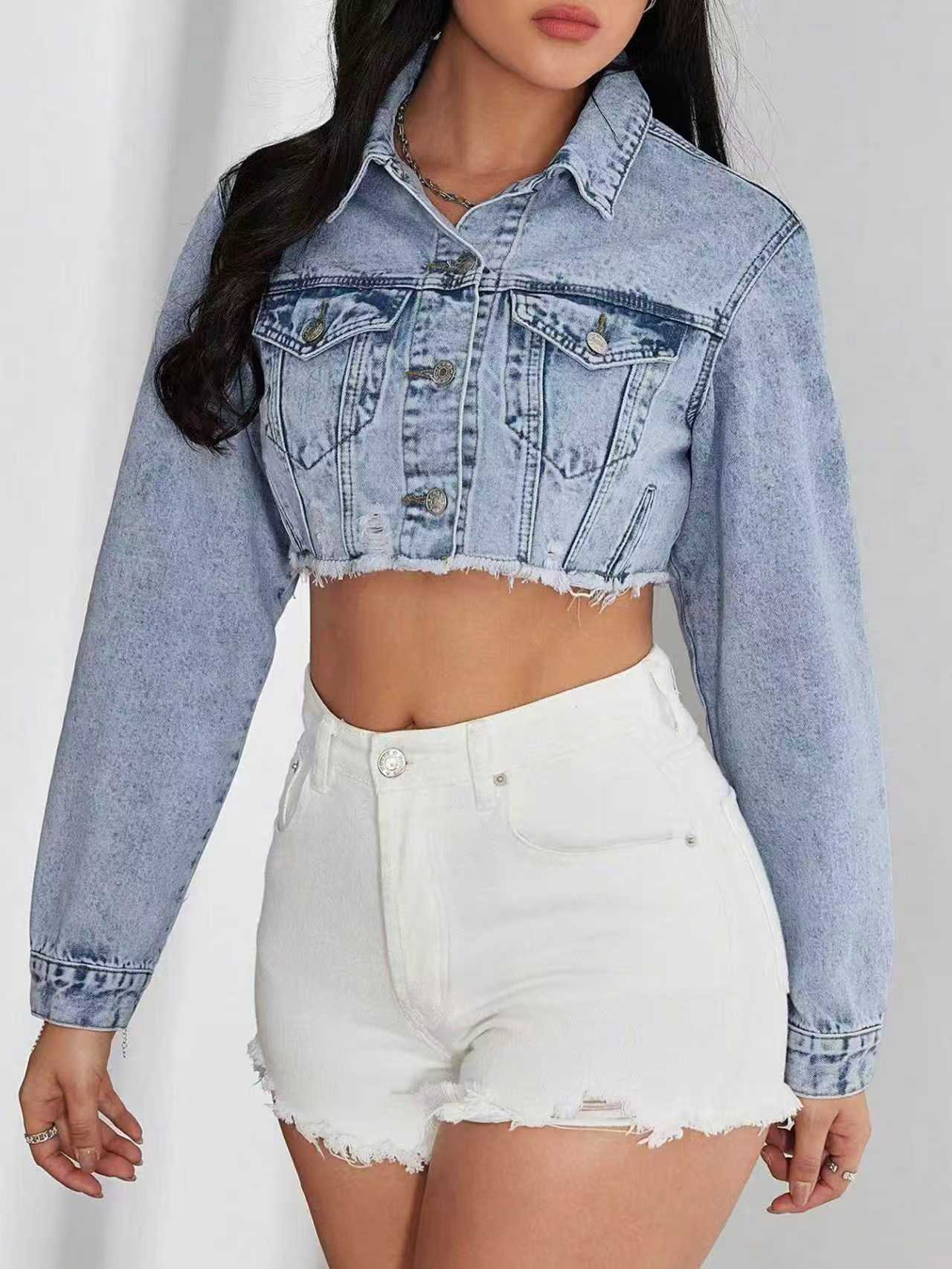 Nyx Light-Blue Denim Cropped Top