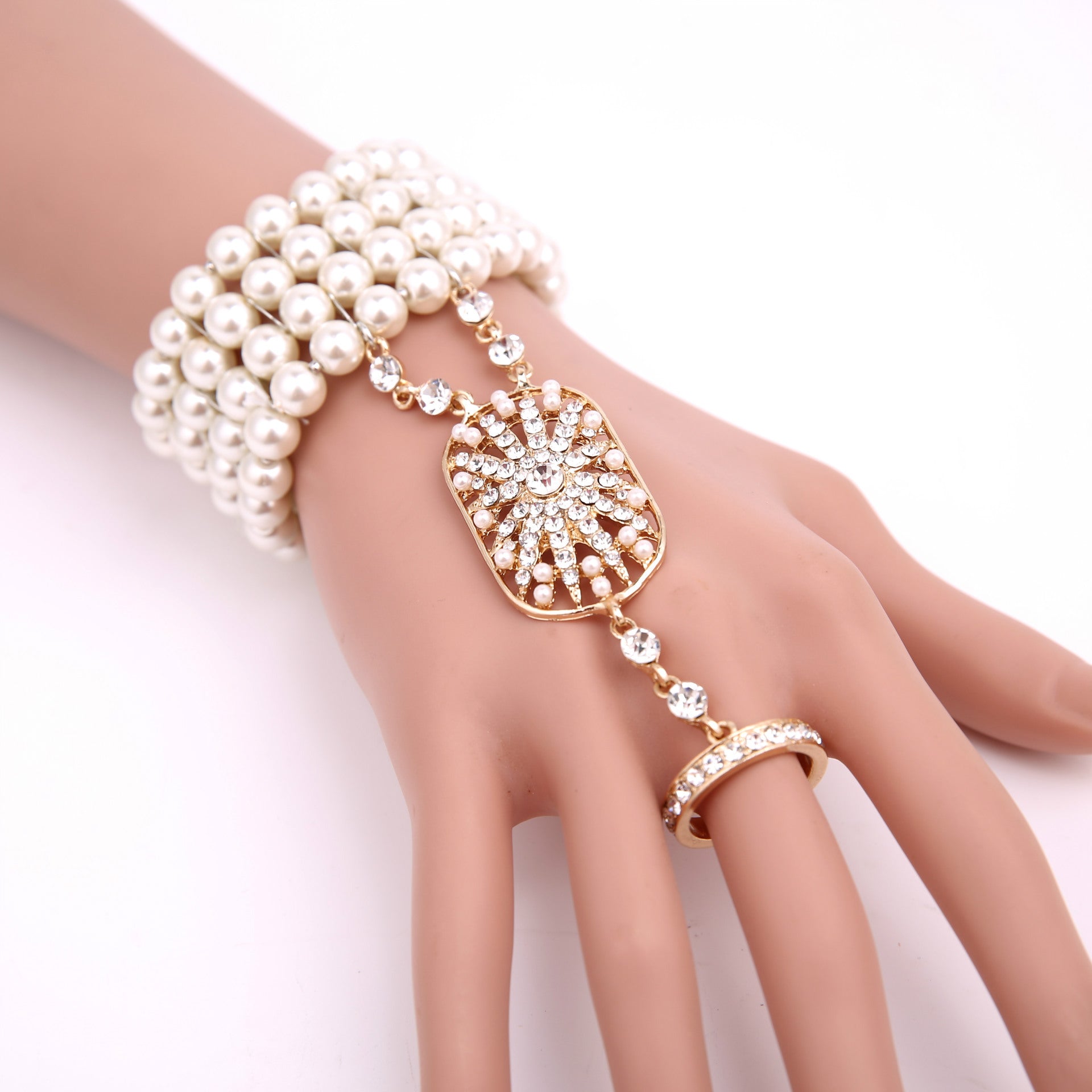 Skadia Pearl Bracelet–Ring Chain