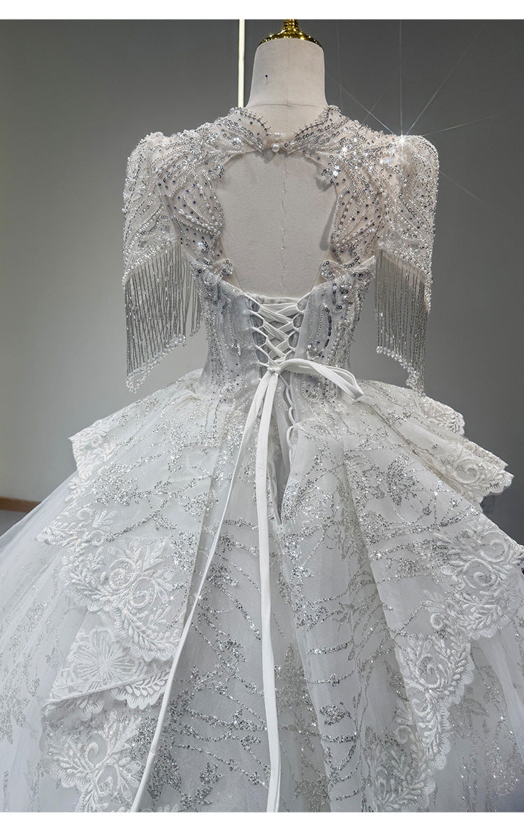 Ceres French V-Neck Bridal Wedding Gown – 2025 Elegant Lace Design