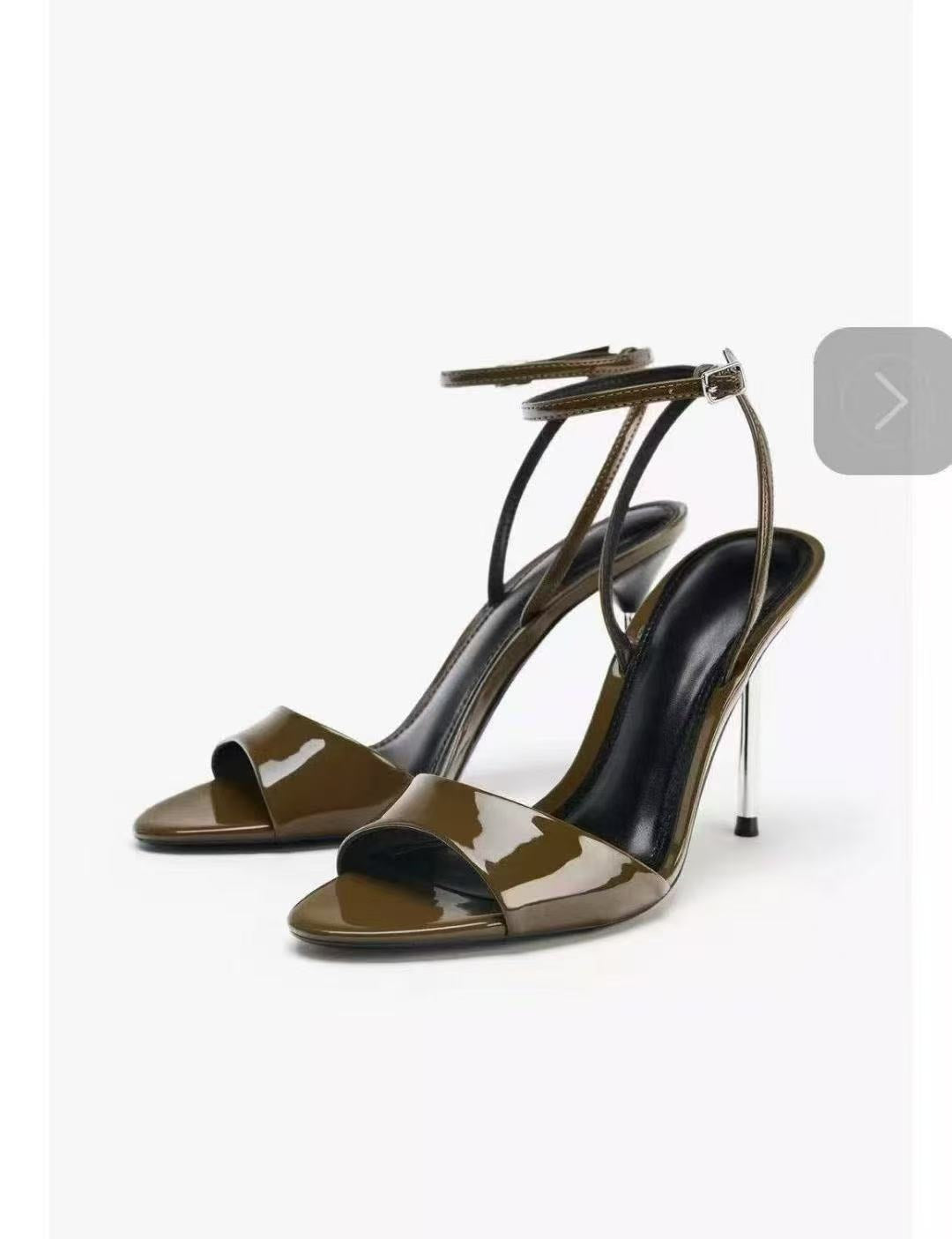 Vesta Navy Open-Toe High Heel Sandals – One-Strap European Style 👠