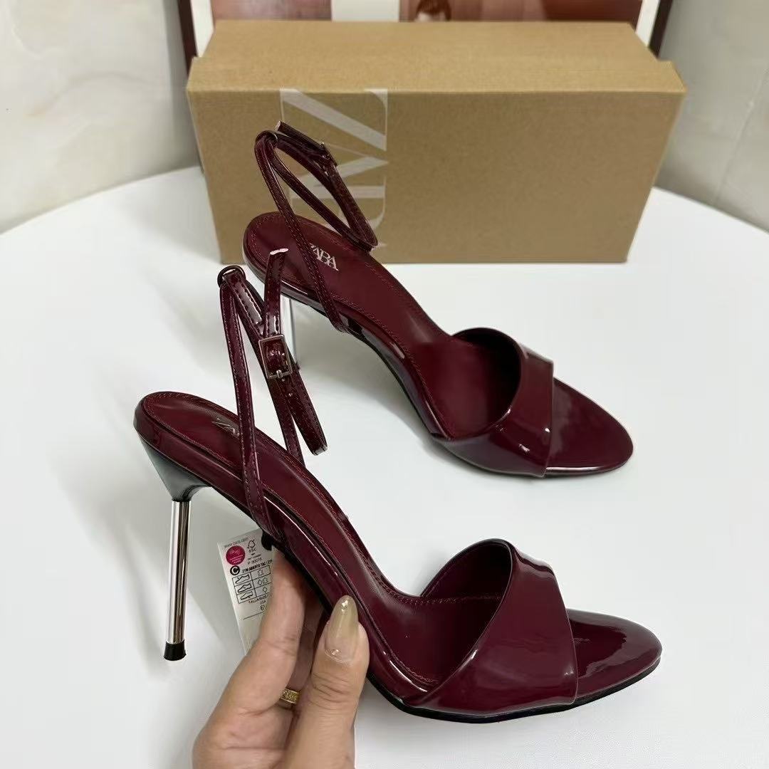 Vesta Navy Open-Toe High Heel Sandals – One-Strap European Style 👠