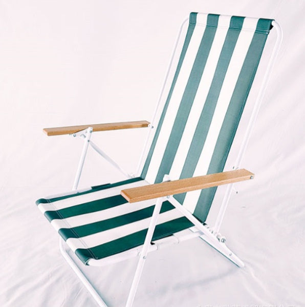 Portable Folding Camping Chair with Beech Wood Armrests – Outdoor Leisure Beach & Fishing Seat