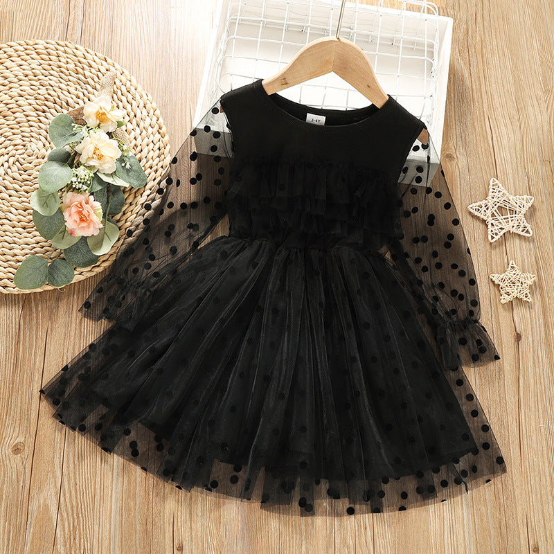 Little Night Petal Polka Dot Lace Princess Dress
