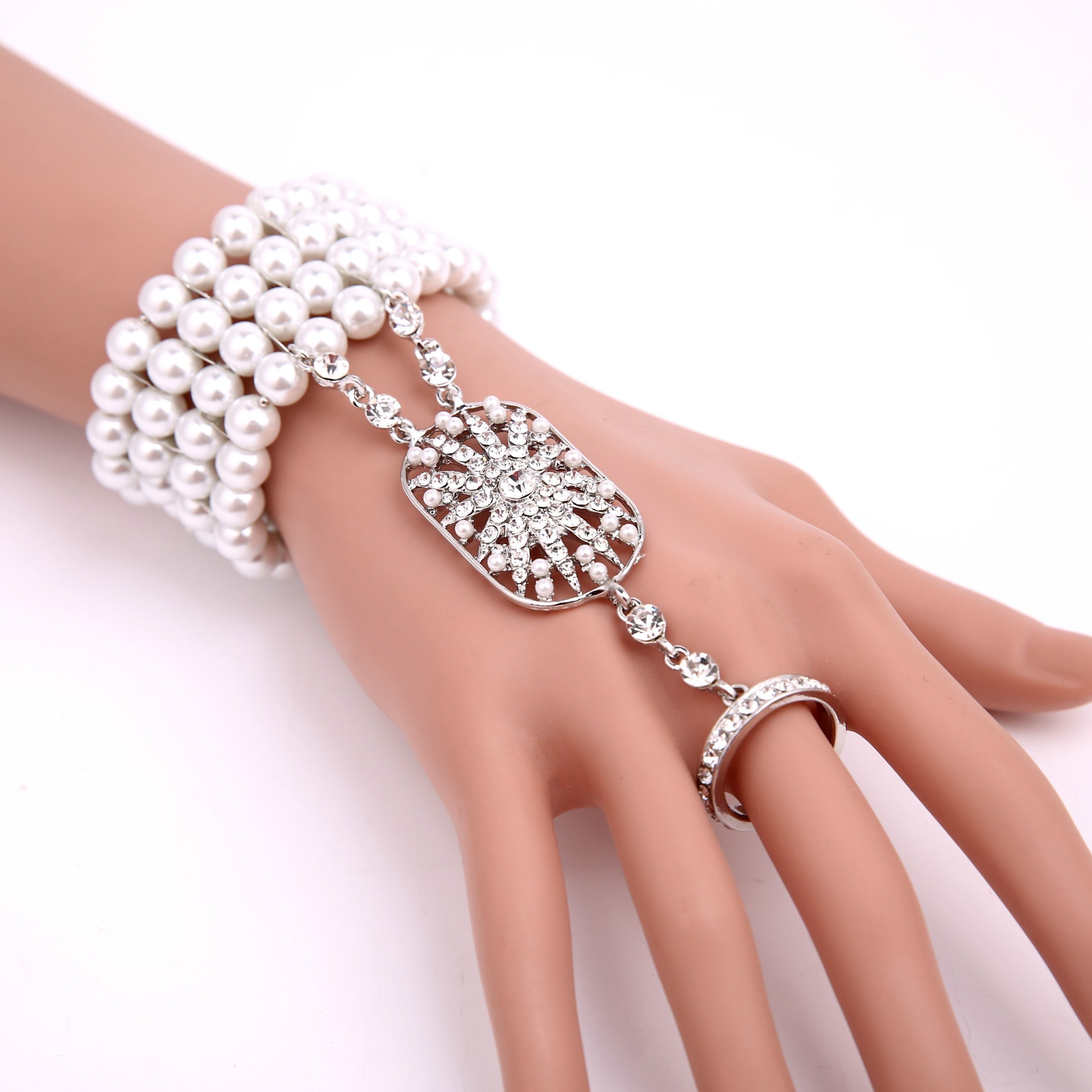 Skadia Pearl Bracelet–Ring Chain