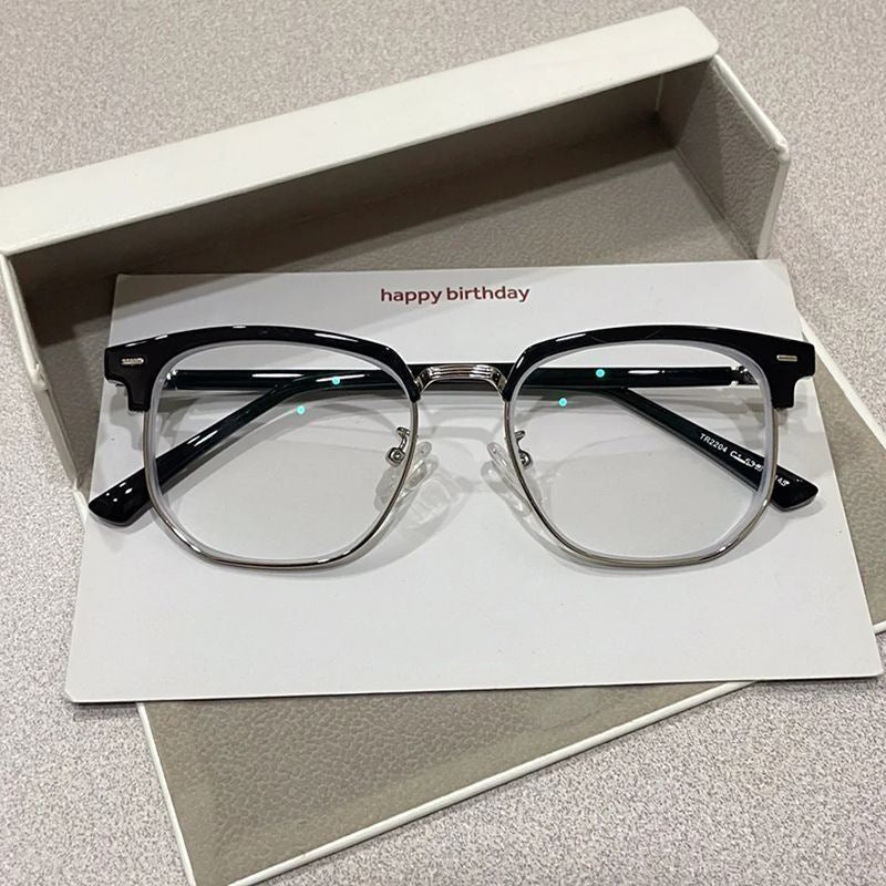 Hermes Retro Half-Rim Blue-Light Prescription Glasses