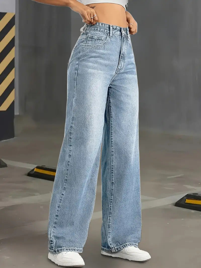 Hestia Light-Wash High-Waist Straight-Leg Jeans