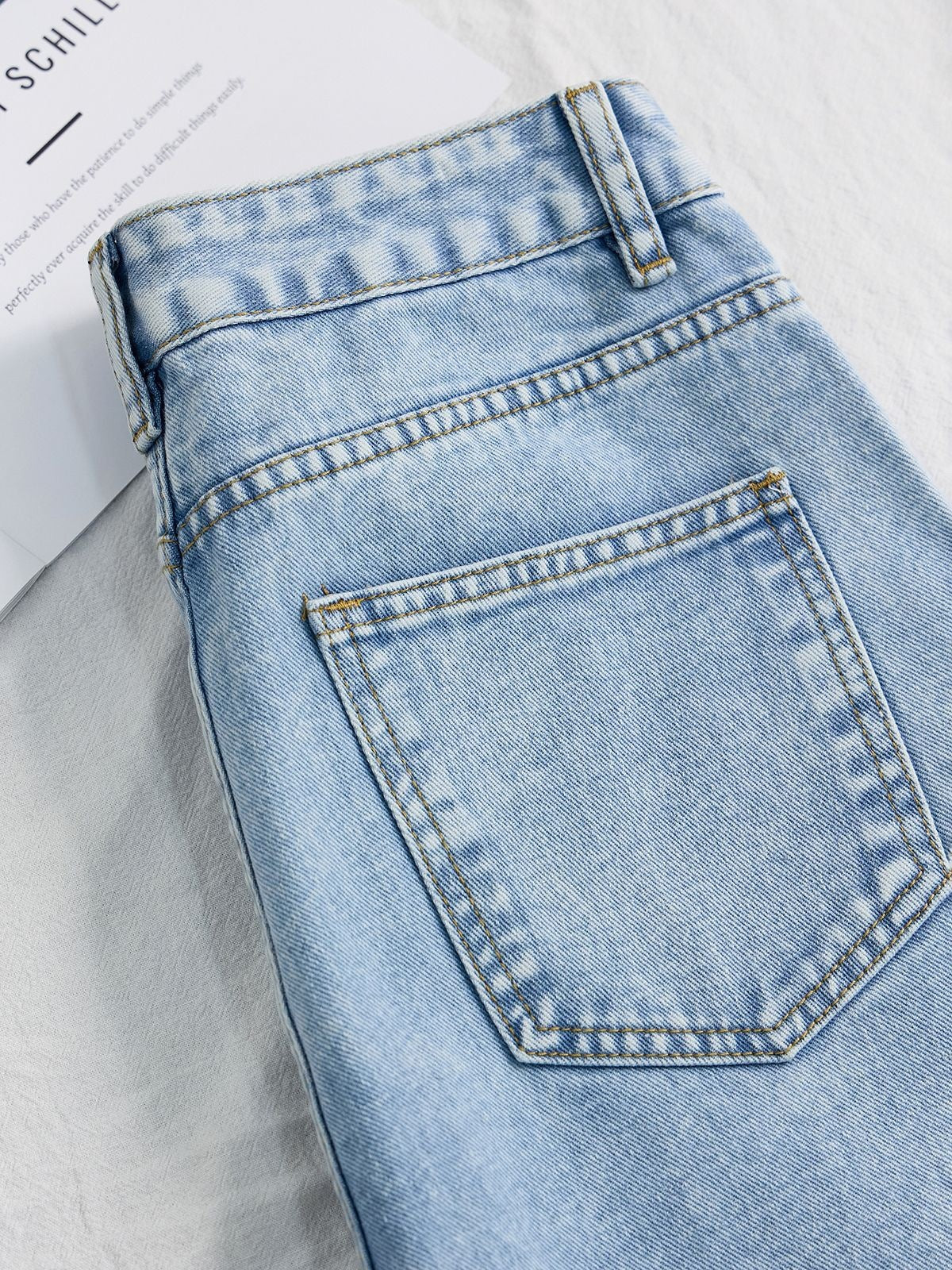 Iris Beaded Sweet Wash High-Waist Wide-Leg Jeans