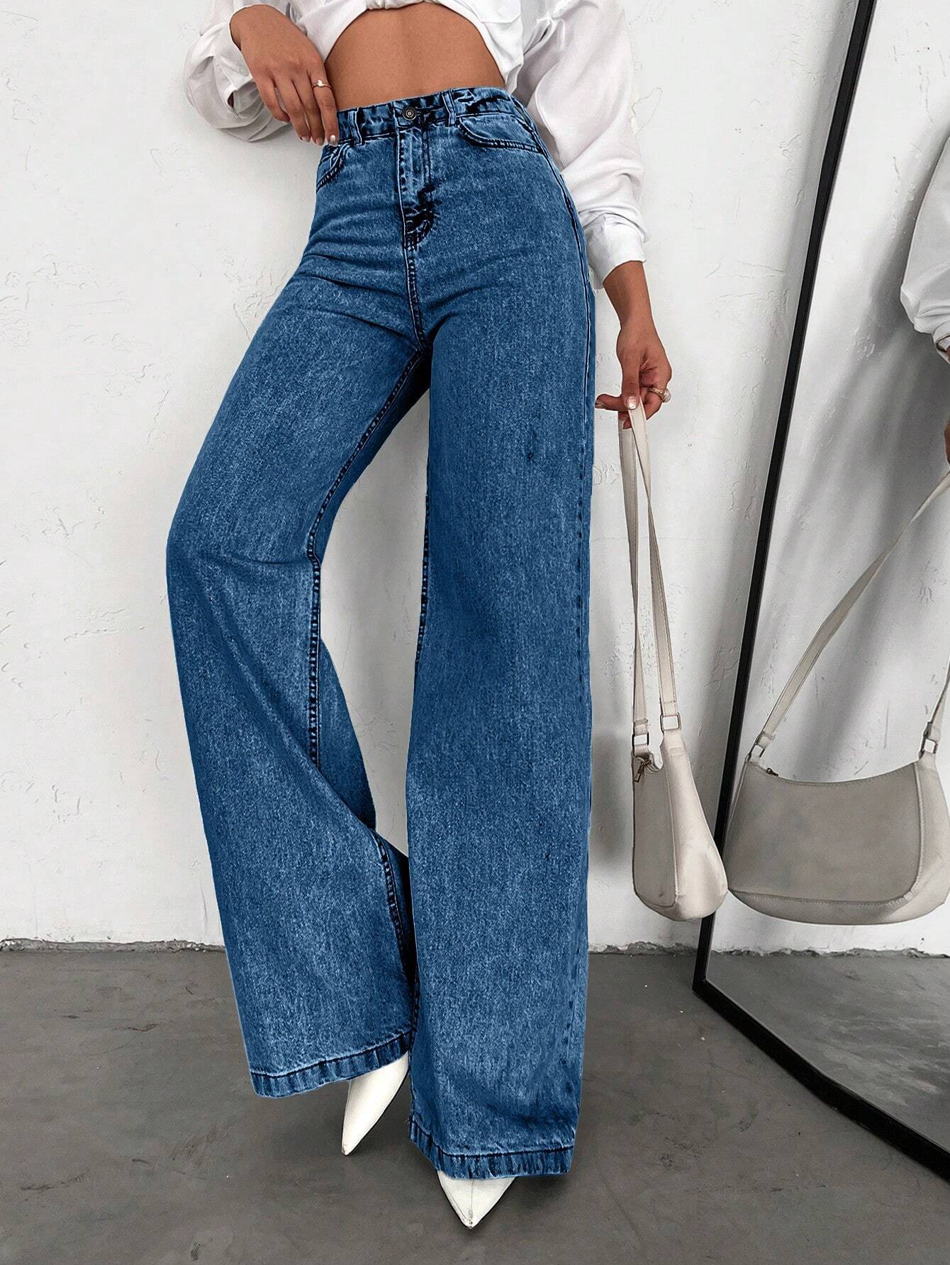 Wide-Leg High-Waist Denim Jeans
