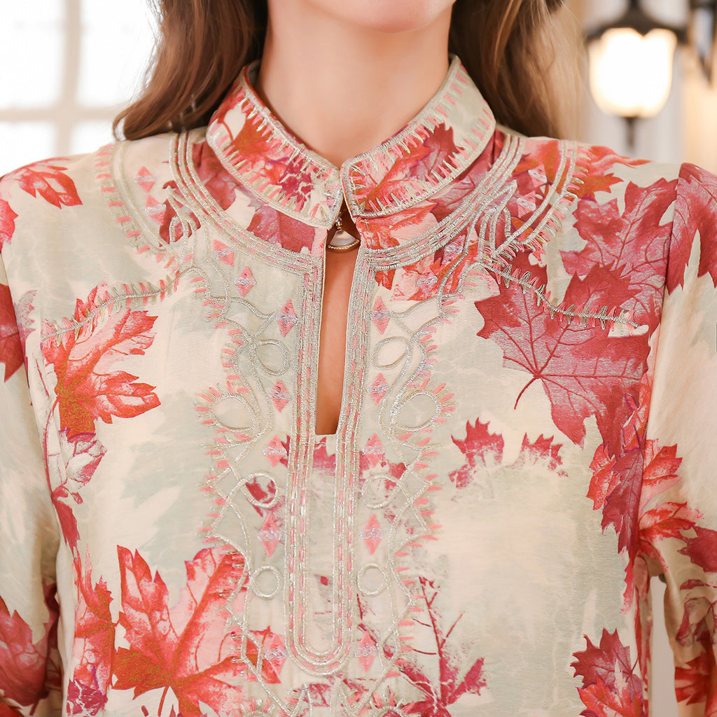 Vesta Embroidered Flowing Robe Dress — Middle Eastern Inspired Summer Abaya