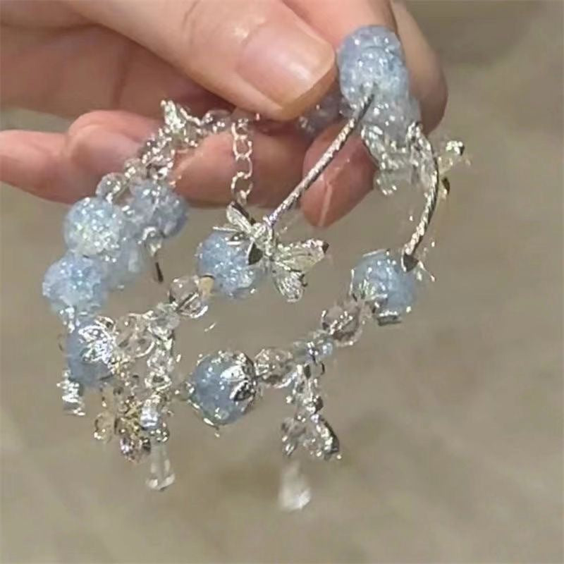 Ethereal Butterfly & Crystal Bead Bracelet – Elegant Women’s Jewelry Gift