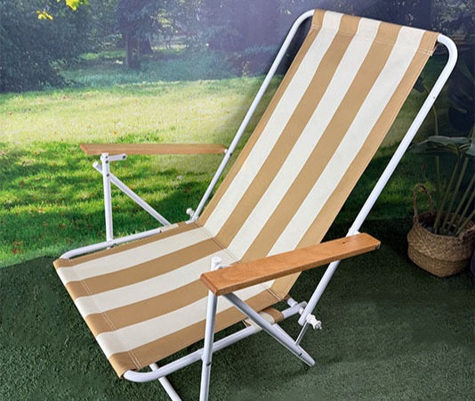 Portable Folding Camping Chair with Beech Wood Armrests – Outdoor Leisure Beach & Fishing Seat