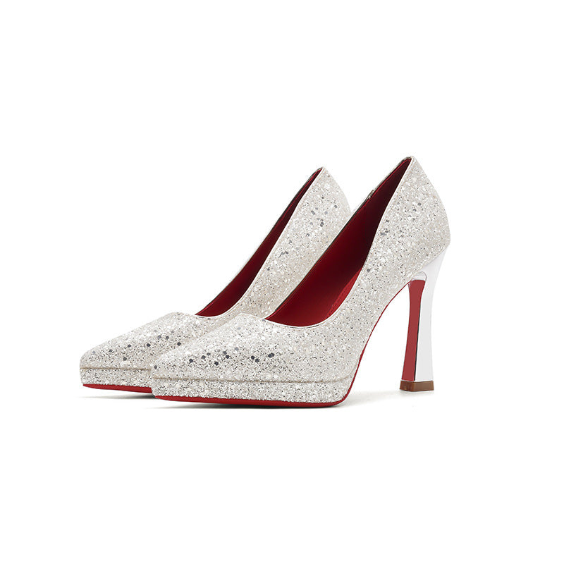 Eiria Luxury Pointed-Toe Sequin Stiletto Heels – Bridesmaid & Bridal Platform Shoes