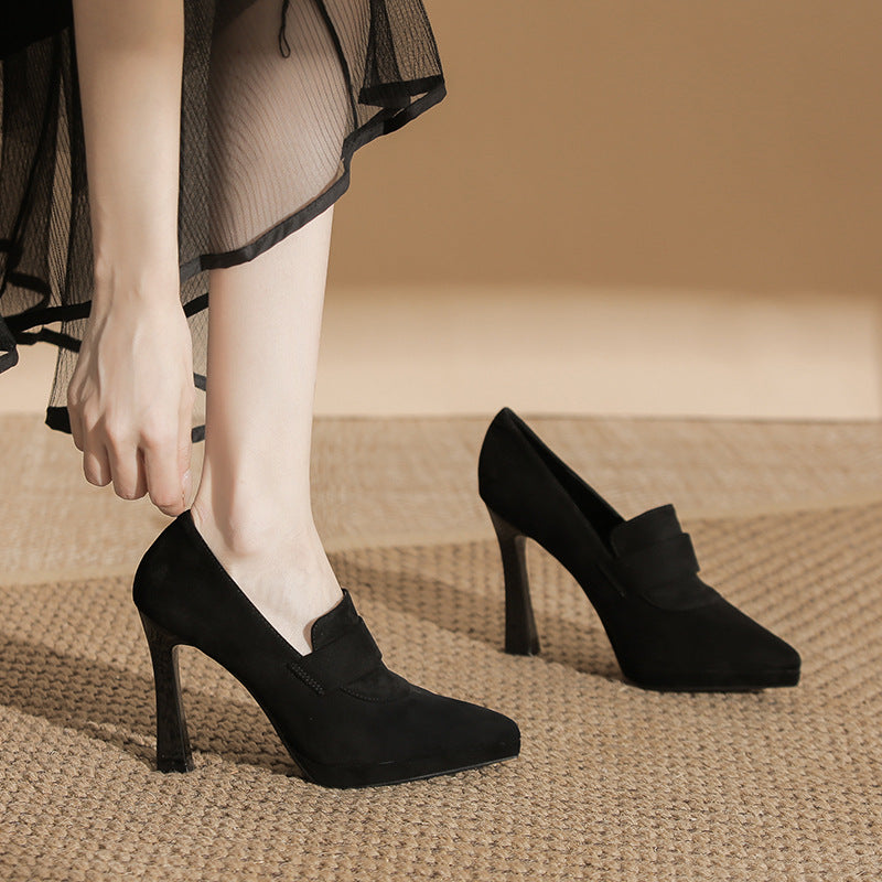 Sifia Pointed-Toe Suede Bridal Stiletto Heels (Waterproof Platform)