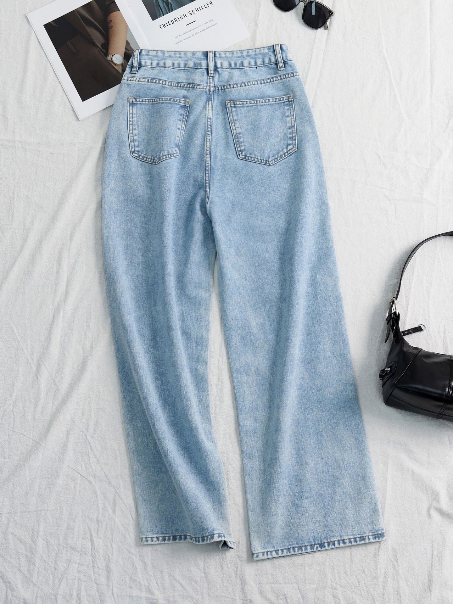 Iris Beaded Sweet Wash High-Waist Wide-Leg Jeans