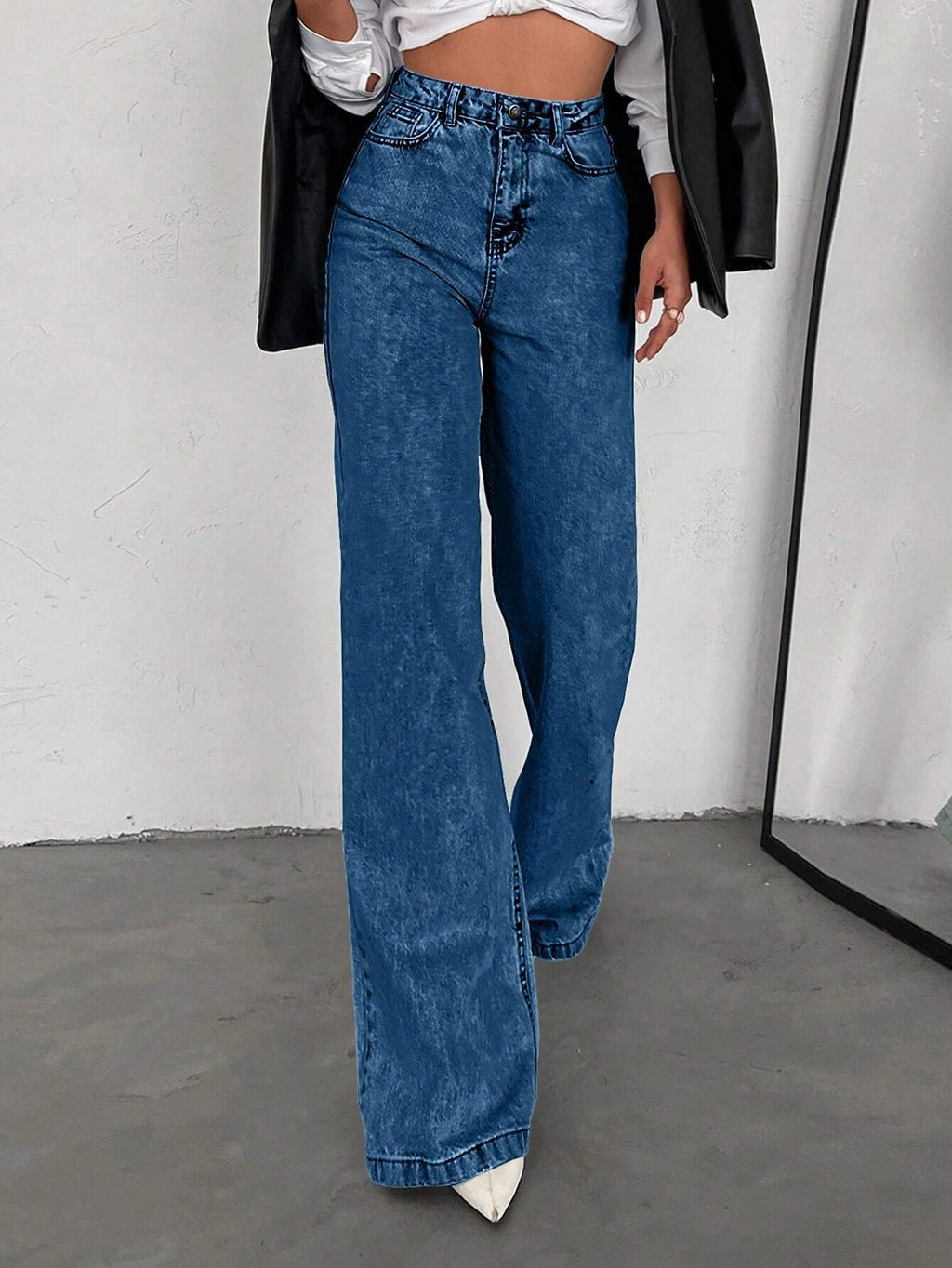 Wide-Leg High-Waist Denim Jeans