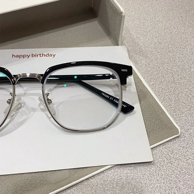 Hermes Retro Half-Rim Blue-Light Prescription Glasses