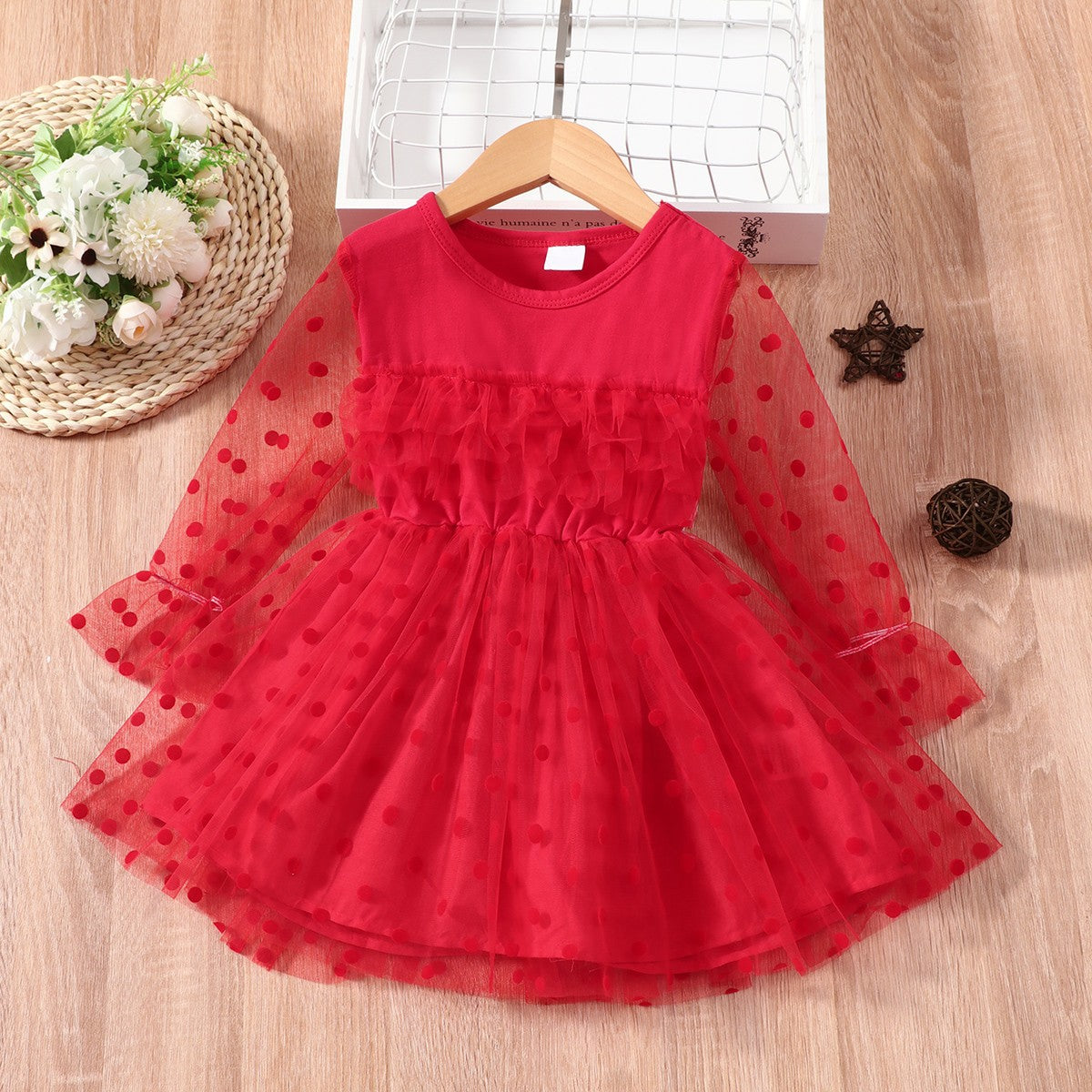 Little Night Petal Polka Dot Lace Princess Dress