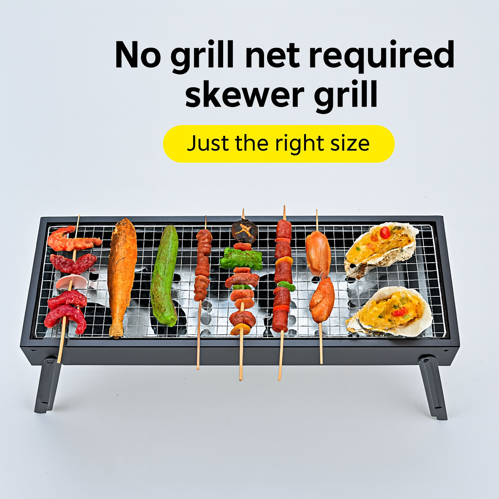 Foldable Portable Pull-Out Charcoal Grill – Camping & Outdoor BBQ Rack