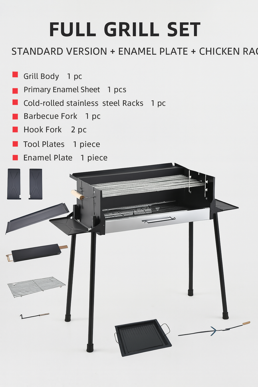 Three-Sided Stainless Steel Barbecue Grill – Home & Outdoor Heavy-Duty Charcoal Station