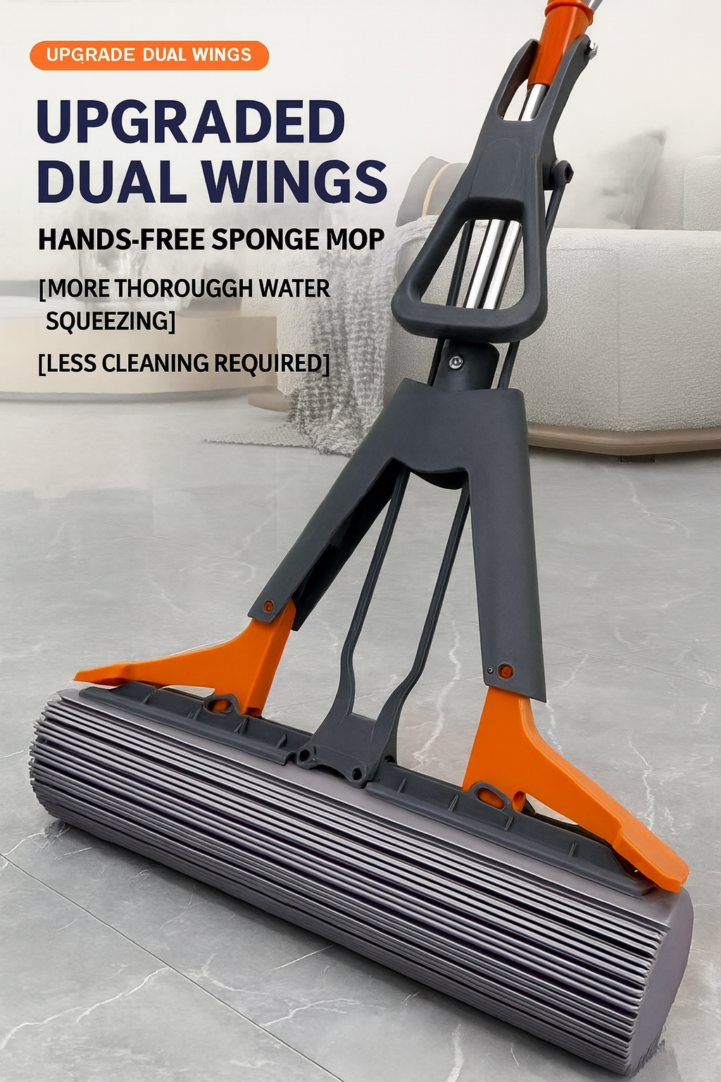 Jihui 2025 Hands-Free Sponge Mop – Wet & Dry Dual-Use Cleaning System