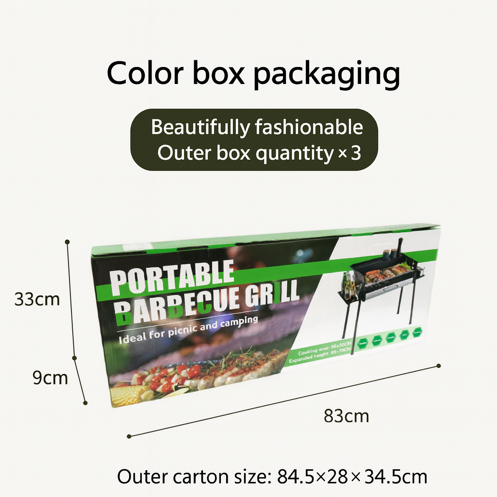 Three-Sided Stainless Steel Barbecue Grill – Home & Outdoor Heavy-Duty Charcoal Station