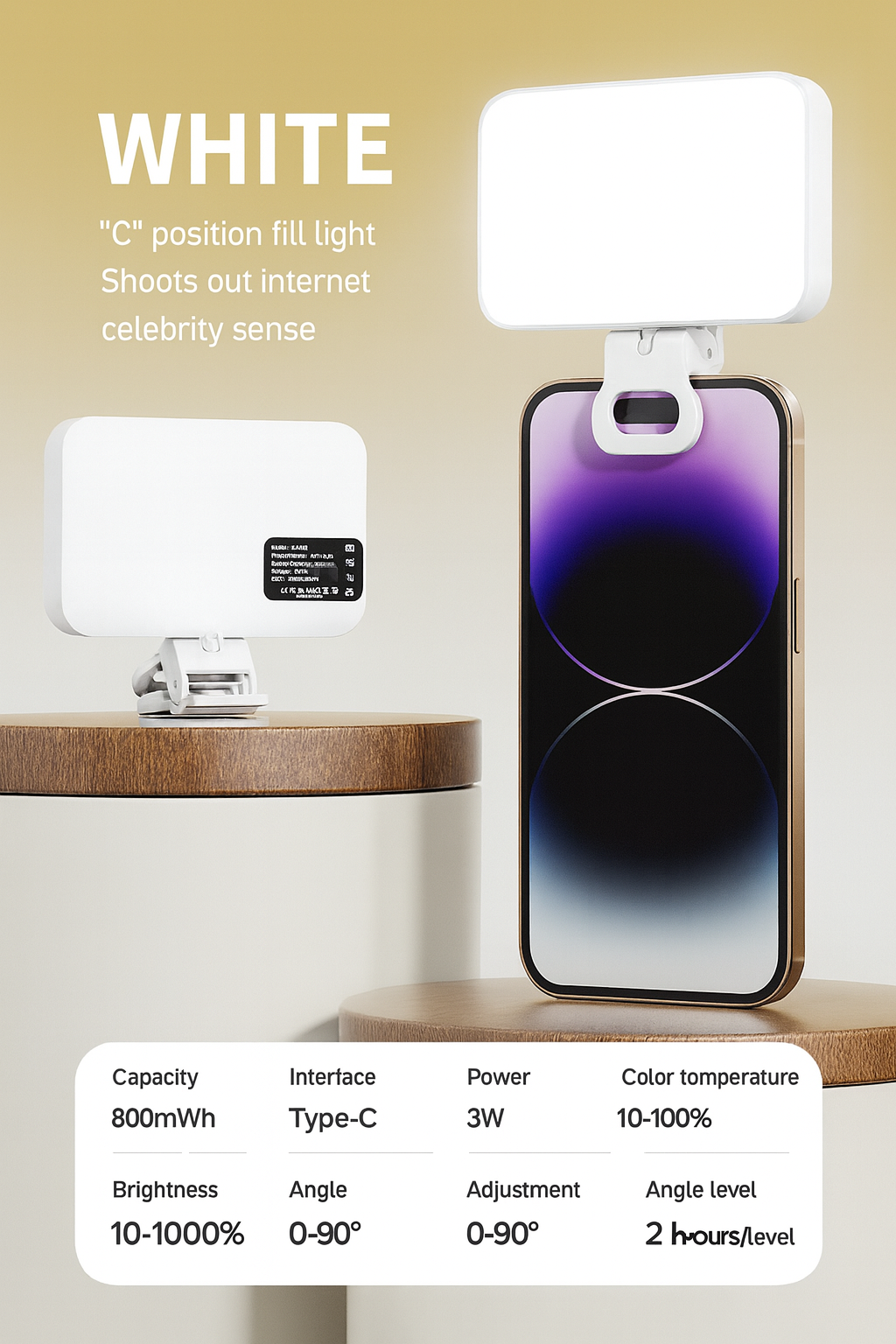 XJ102 Portable Video Conferencing & Selfie Fill Light (800mAh)